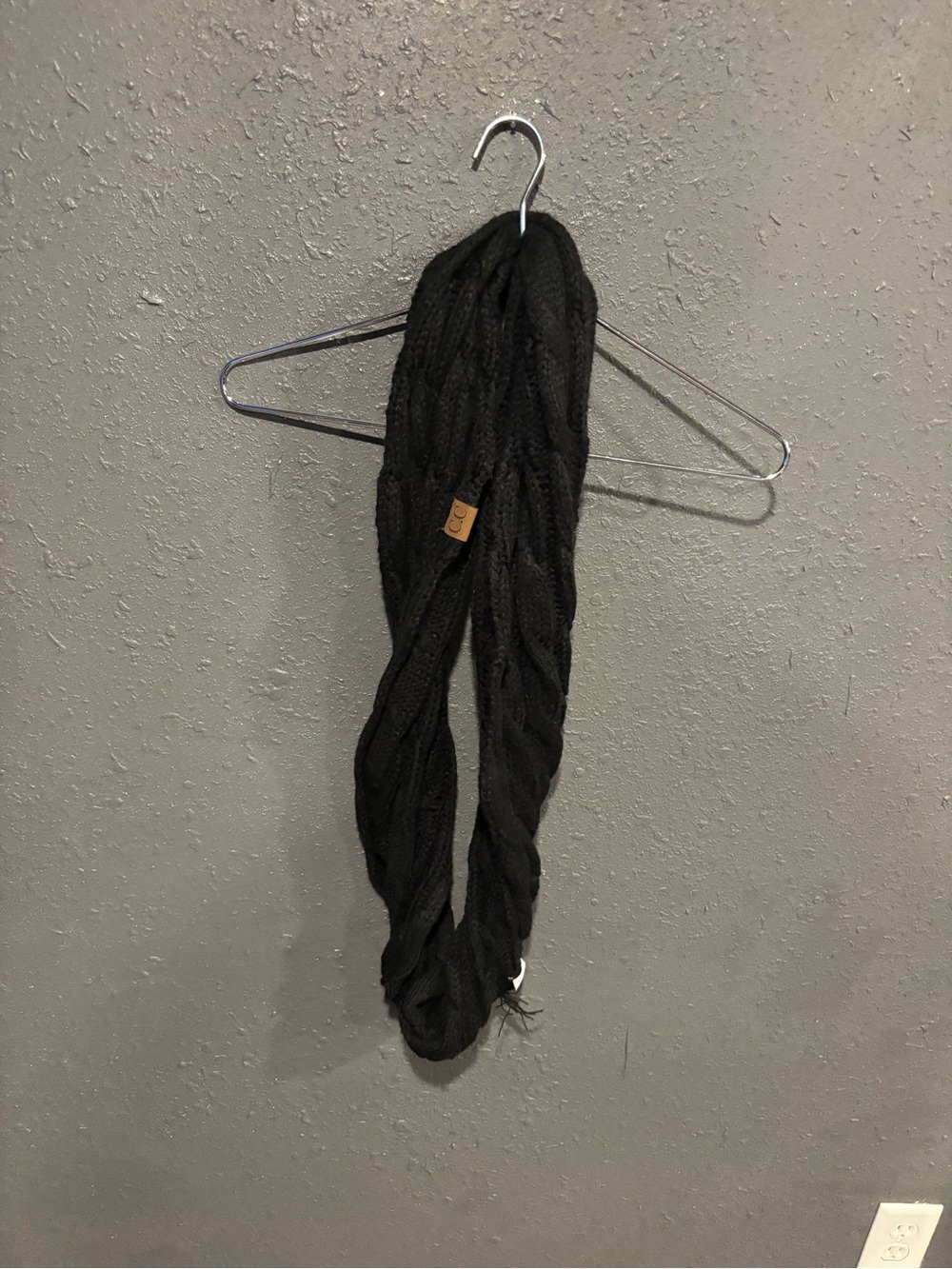CC Cozy Black Knit Infinity Scarf